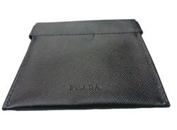 Prada Saffiano Squeeze-Frame Coin Purse Mini Wallet Black - Made in Italy