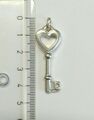 Schlüssel zum Herz Anhänger 4,4 cm 925 Sterling Silber groß lang 3D Charm Liebe