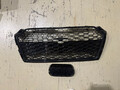 Kühlergrill Waben SCHWARZ GLANZ + Emblem Halter für Audi A5 S5 F5 ab 2016-