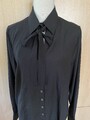🥾 Eterna hochwertige Seiden Bluse Tunika Gr.44 Gr.XL Schwarz langarm Schleife