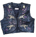 Weste Leder Damen kurz "Fleur de Peau" Echtleder mit Muster Gr. 42 schwarz Top
