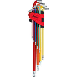 KS TOOLS 151.5210 Kugelkopf-Torx-Winkelstiftschlüssel-Satz, extra lang, 9-tlg