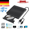 Externes CD/DVD Laufwerk USB 3.0 +Type C Brenner Player für PC Laptop Windows 10