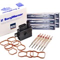 BERU BORGWARNER GSE108 Steuergerät + Glühkerzen Satz + Dichtungssatz für BMW
