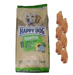 15kg Happy Dog  Naturcroq Adult Lamm&Reis Hundefutter + 6 x Kaninchenochren