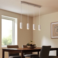 Pendelleuchte Hängelampe Esszimmerlampe 4 flammig Küchenleuchte weiß LED H 120cm