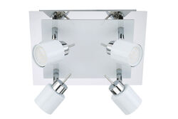 LED Deckenleuchte Chrom Weiss 4 Flammig Drehbar Schwenkbar