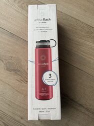Trinkflasche Edelstahl ACTIVE FLASK + Strohhalm (3 Deckel) BPA-frei 680ml Sport