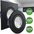 LED Einbaustrahler schwarz Feuchtraum Spot Dusche Bad Vordach IP44 GU10 230V