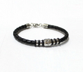 Leder geflochten 5mm, Lederarmband, Armband Herrenarmband mit Edelstahl Perlen