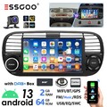 Für Fiat 500 2007-15 7" DAB+ 64G Android 13 Carplay Autoradio GPS Navi WiFi +Kam