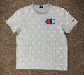 T-Shirt Champion Logo Druck, Größe M, 100 % echt, grau, kostenloser Versand