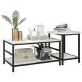 Couchtisch 2er-Set Beistelltisch, Kaffeetisch Satztisch mit Marmoroptik Stahl