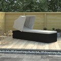 vidaXL Sonnenliege mit Sonnenschutz und Auflagen Poly Rattan Cremeweiß