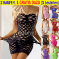 Damen Transparent Kleid.Fischnetz Netz Bodystockings Reizwäsche Clubwear Sexy 1