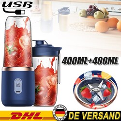 Smoothie Mixer USB Tragbarer Elektrisch Maker 400+400ML Mini Standmixer Blender