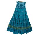Spitze & Strick Maxi Länge Ausgestellt Stufen Rock Baumwolle Lila Blau Boho B...