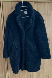 H&M Teddymantel (Damen) in Größe S, Schwarz, bereits getragen, aber wie neu