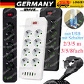 Steckdosenleiste Steckerleiste Mehrfachsteckdose Strom 1,5m 3m 5m 3-fach 6-fach