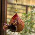 Handbemaltes Terrakotta-Vogelhäuschen zum Aufhängen für Balkon und Garten