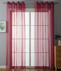 2er Set Ösenvorhänge Transparent »Uni« Gardine Bleiband HxB 175x140 cm Bordeaux
