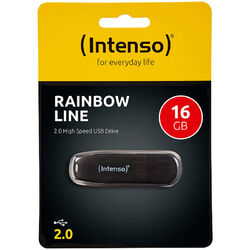 Intenso 16 GB USB-Speicherstick Rainbow Line, transparent-schwarz