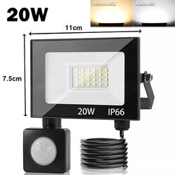 LED Fluter Mit Bewegungsmelder Strahler Scheinwerfer Lampe 10W 20W 30W 50W 100W