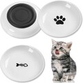 Keramik Katzennapf 3er Set, Weiß - Futternapf Katzen Flach mit Rutschfestem
