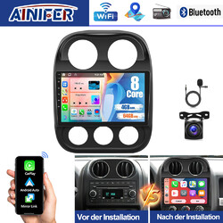 8Core 4+64GB CarPlay Android 14 Autoradio Für Jeep Compass 2010-2016 GPS Navi BT