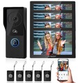 TMEZON 2MP WLAN Video Türsprechanlage Türklingel Sprechanlage mit 4x7''Touch TFT