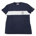 Tommy Hilfiger T-Shirt Gr. L Herren Oberteil Baumwolle Blau Print Regular Fit