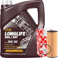 FEBI ÖLFILTER + 5L MANNOL 5W-30 LONGLIFE ÖL VW 504 507.00 für VAG 1.9 2.0 TDI