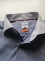 Olymp Langarm-Hemd blau gemustert Baumwolle slim fit easy iron S/M 40, 15 3/4
