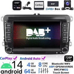 DAB+ Für VW Touran Golf 5 6 Plus Caddy Jetta Autoradio Android 14 4+64G Carplay