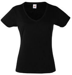 FRUIT OF THE LOOM 2er Pack Damen V-Neck T-Shirt Lady-Fit Valueweight T 61-398-0