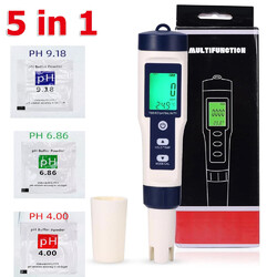 5in1 Digital Messgerät PH/EC/TEMP/SALT/TDS Tester Pen Trinkwasser Prüfer DHL