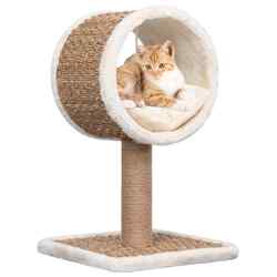 Katzen-Kratzbaum mit Tunnel und Spielzeug 56 cm Seegras