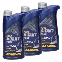 3x 1 Liter Mannol Motoröl 10W-40 4-Takt Plus Motorradöl API SL JASO MA2 4T