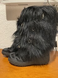 OSCAR Sport Echt-Fell-Stiefel Winter-Schnee-Boot schwarz 39 Apres Ski VERA GOMMA