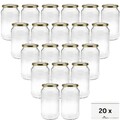 20 Einmachgläser 1,1 Liter Vorratsglas Glasdosen mit Deckel gold + Etiketten