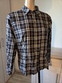 Peter Hahn Gr. 42 Bluse Weiß Beige  schwarz Kariert Baumwolle guter Zustand 