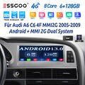 8Core Autoradio DAB+ 128G Carplay Für Audi A6 C6 MMI 2G 2005-2009 Android 14 Kam