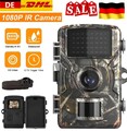 Wildkamera 16MP HD 1080P Video Jagdkamera Bewegungsmelder Nachtsicht IP66 DHL