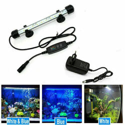 LED Aquarium Licht Beleuchtung Lampe Weiß Blau Leuchten mit Timer Unterwasser DE