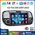 Für Fiat 500 2007-2015 4+64GB 7" Autoradio Android14 CarPlay GPS Navi RDS BT SWC