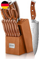 FOHERE Messerblock Set 14 Teilig Messerset Mit Block Und Integriertem Schärfer P