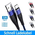 2x Ladekabel USB Typ C 5A Datenkabel für Samsung Huawei Xiaomi Schnellladekabel
