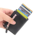 Geldbeutel  Herren Slim Wallet RFID Schutz Portemonnaie mit Münzfach grau Leder