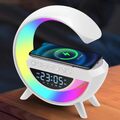 LED Nachttischlampe Mit Ladefunktion, Drahtloser Ladelautsprecher RGB Uhr Licht