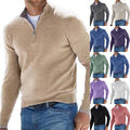 Herren Warm Pullover Sweater Strickpullover Pulli Stehkragen Zip Langarmshirt FG